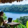 Scene With Diverse Young People Being Digital Nomads Working Remotely From Dreamy Locations 23 2151187856